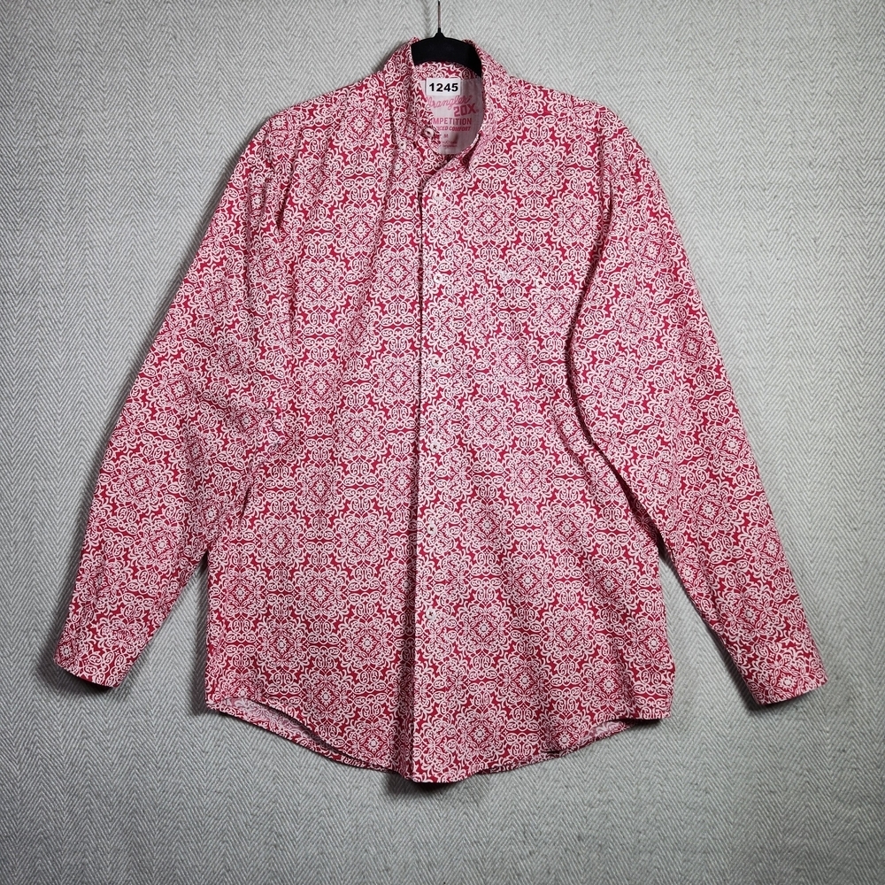 Wrangler Men's Medium 20X Competition Pink White Patterned Button Down Shirt